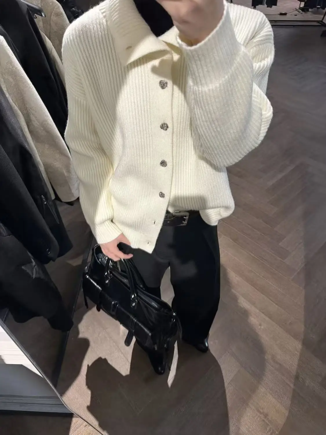 

American Retro Eternal Flower Button High Collar Open Cardigan Sweater Men Autumn Winter Design Casual Loose Knitted Jaet