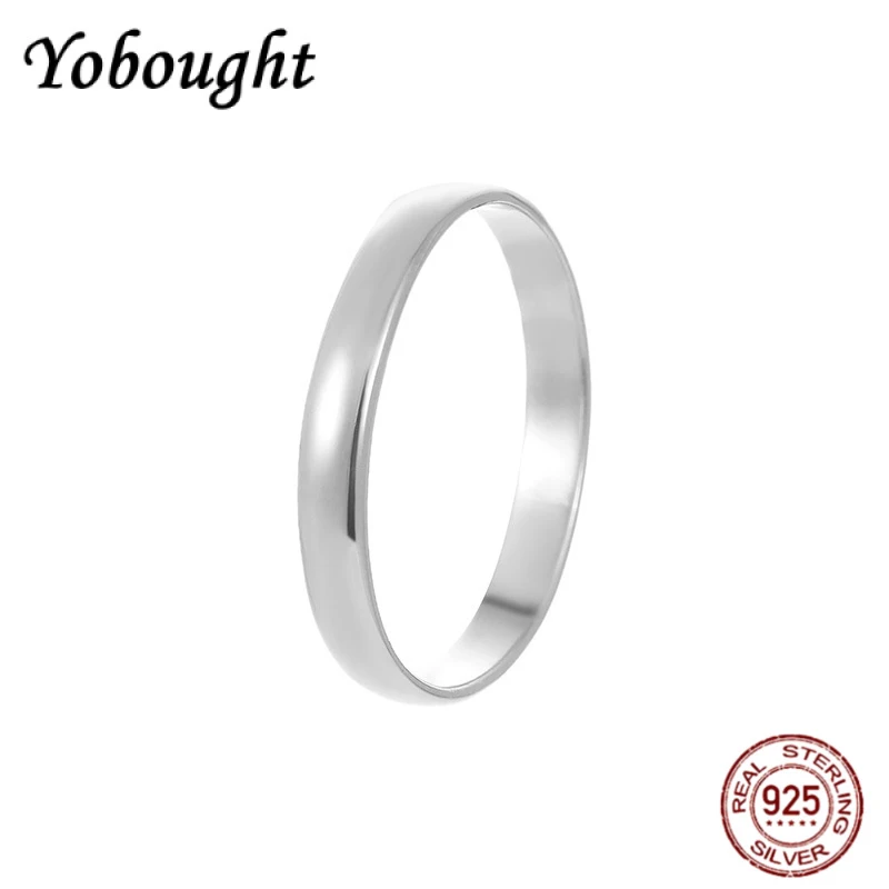 

New S999 Pure Silver Simple Smooth Surface Ring For Couples' Wedding Couple, 2MM, 3MM, 4MM