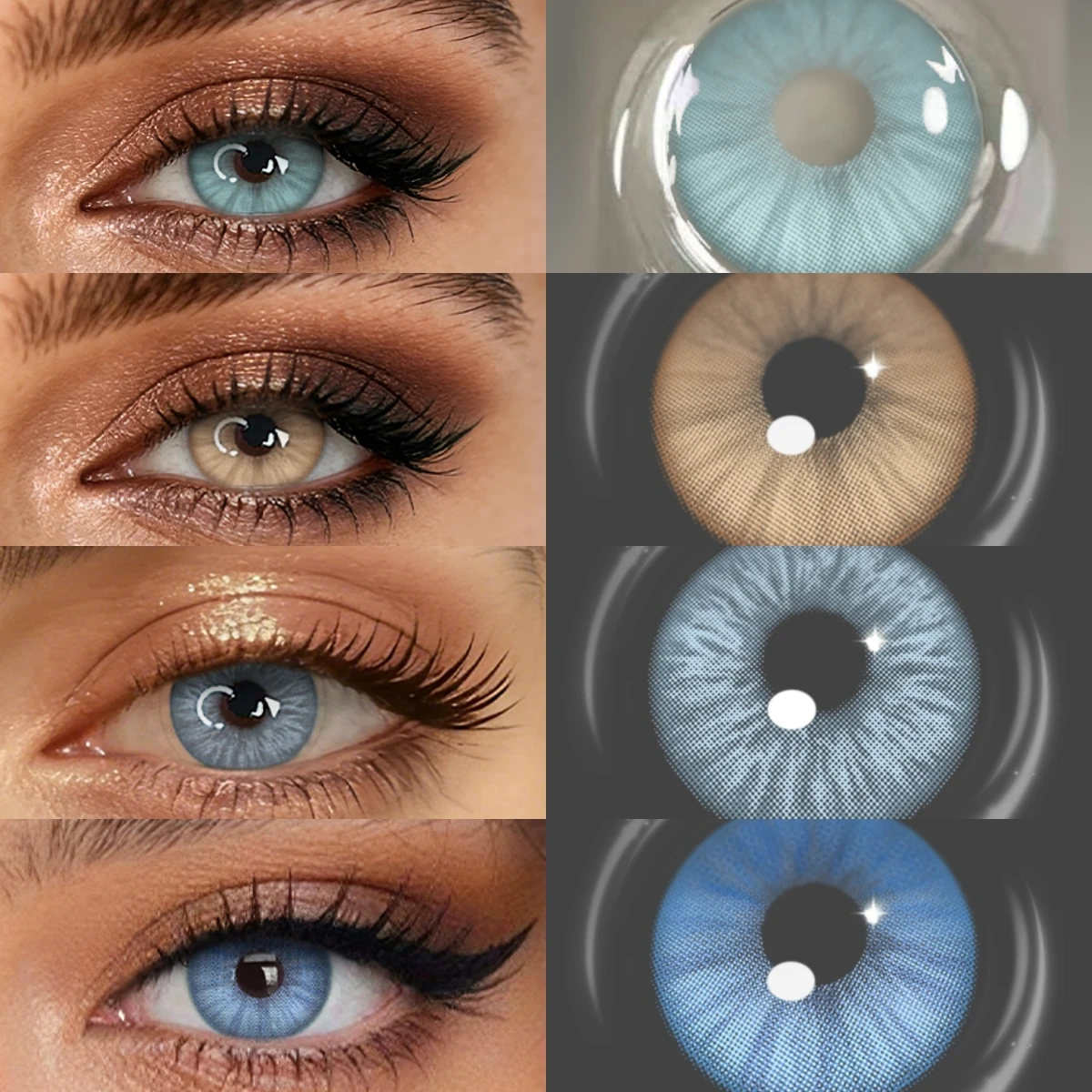 Lentes de Contato VISUASHOW Sora Natural Grey para Uso Semestral, Pupila Pequena, Design Coreano, para Beleza e Maquiagem dos Olhos