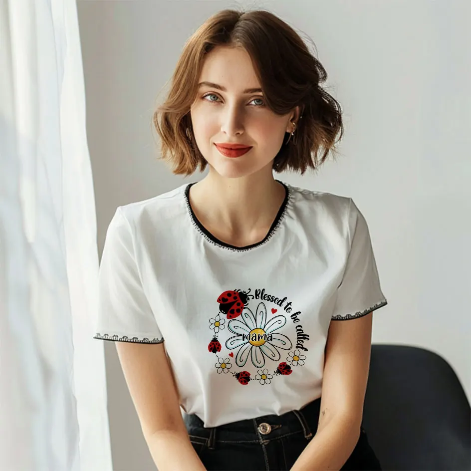 Floral heart mom love quote art Mother's Day specific heat transfer printing Applique for Cloth Easy to Use DIY Craft