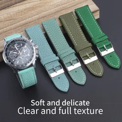 New Genuine Leather Watch Band Litchi Pattern Replacement Wrist Straps 16mm 18mm 20mm 22mm Man Woman Strap Watches Accessories