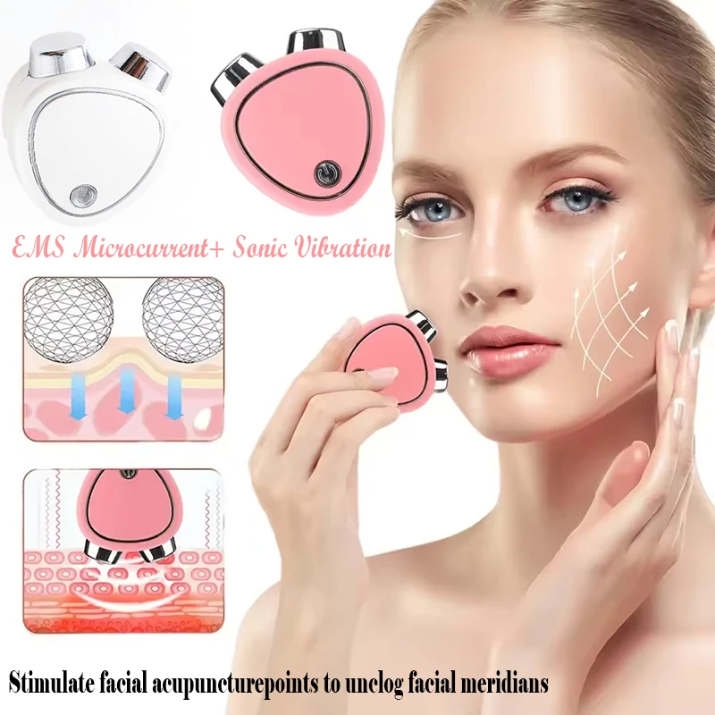 EMS Electric Face Lift Roller Massager 3D Micro Current Sonic Vibration Facial Lifting Skin Firming Massage Beauty Devices Mini