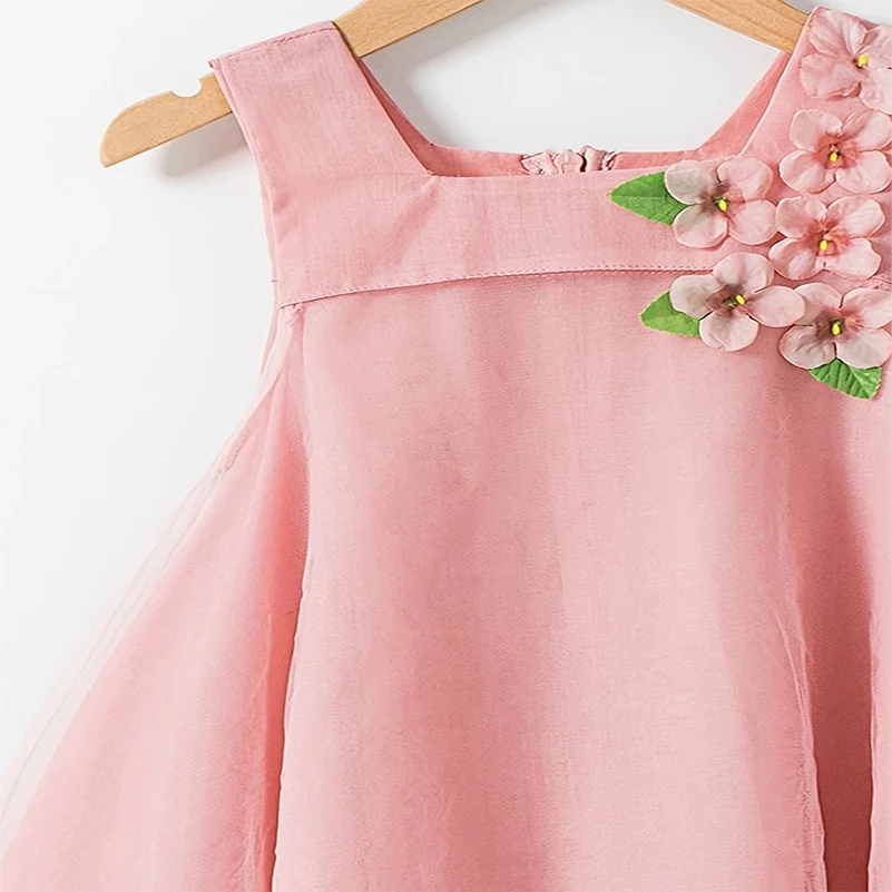 Children\'s and Girls\' Dress Casual Summer Sleeveless Flower zipper Vest strap Clothes Cute Baby Dress Party Dress
