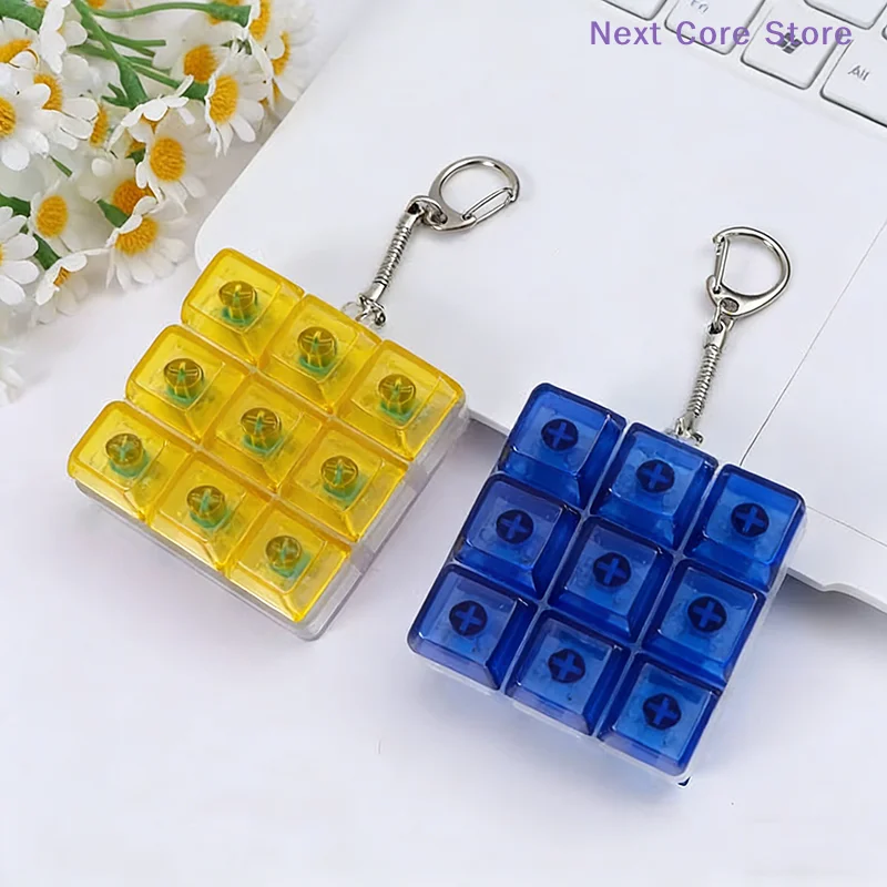 Teclado mecánico de 9 teclas, probador de ejes, teclados de dedo, juguete de teclas, llavero, regalo, juguetes antiestrés, botones fidget