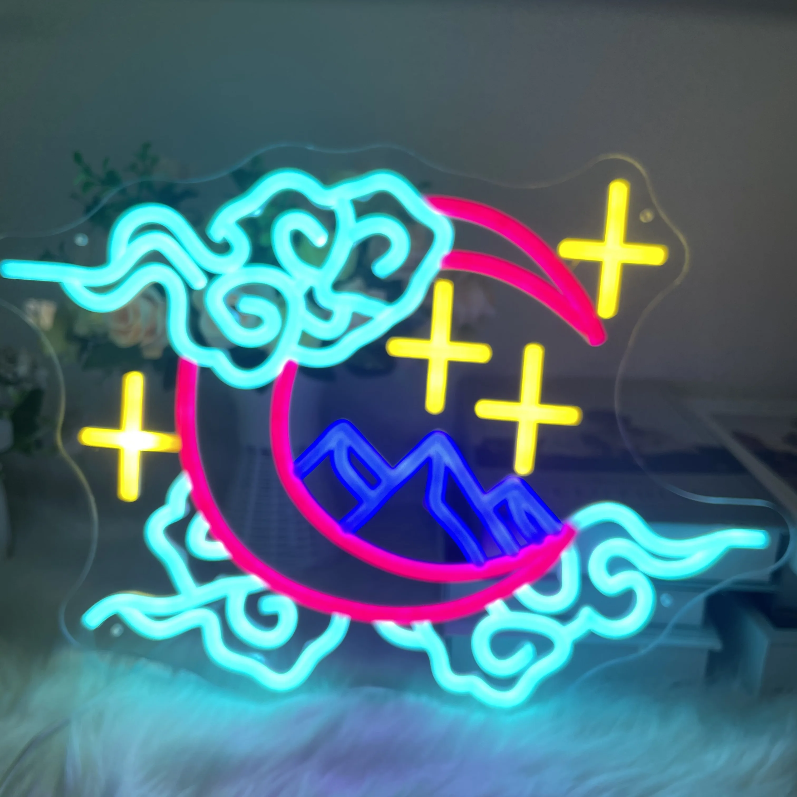 

Moon Cloud Neon Sign Custom Beautiful LED Lights For Teens Kids Bedroom Wall Art Hanging Good Vibes Bar Beer Game Room Neon