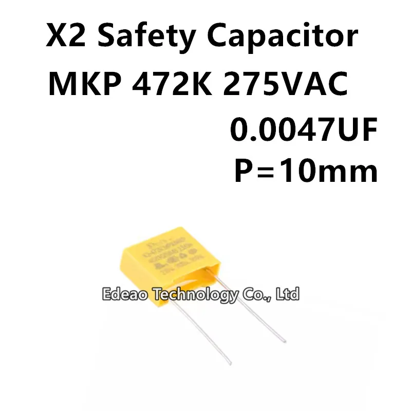 10~20PCS/LOt NEW X2 Safety capacitor 472K 275VAC MPX MKP 0.0047UF 275V 10% X2 275V472K Pitch10mm Polyester Film Capacitors