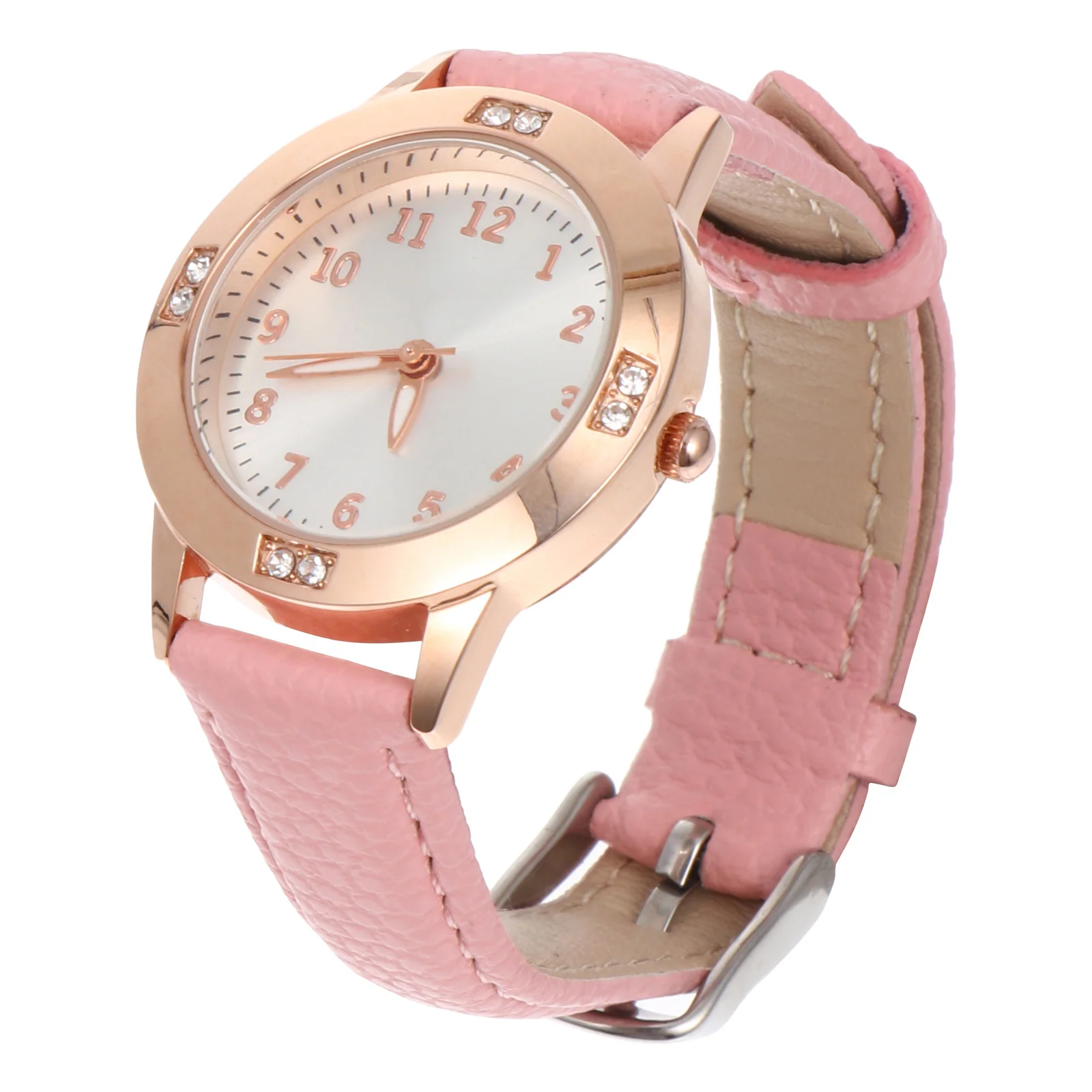 

Diamond-set Quartz Watch Pink Women Simple Waterproof Student Watches Adjustable Size Everyday Wear Party School Gift Ladies