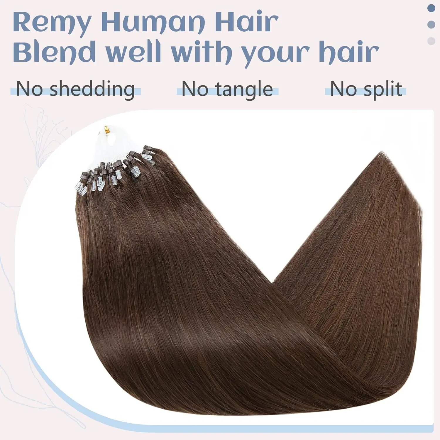 Brown Micro Link Hair Extensions Real Human Hair Micro Ring Hair Extensions #4 Dark Brown Micro Loop Extensions Human Hair