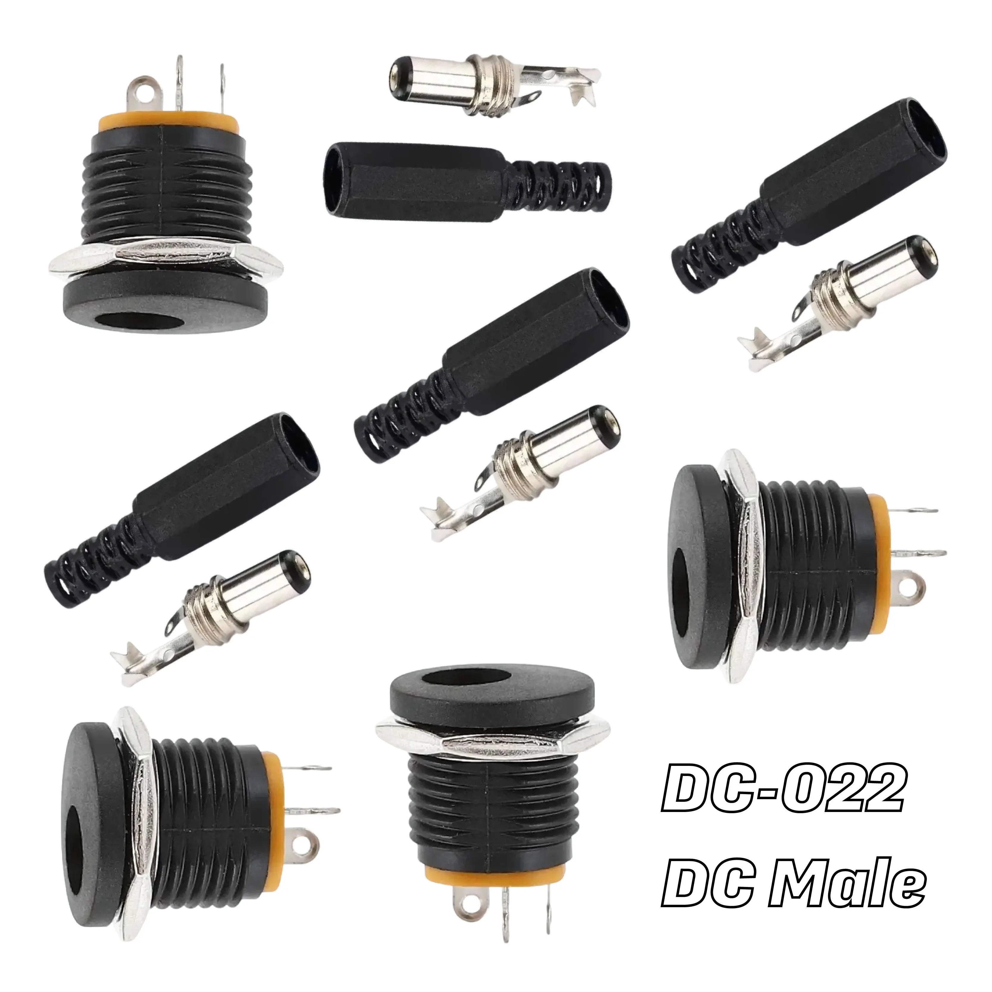 

10PCS 5.5*2.1MM 5.5*2.5MM Male DC Power Plug Jack Adapter & Female 3Pin Panel Mount DC Power Jack Connector