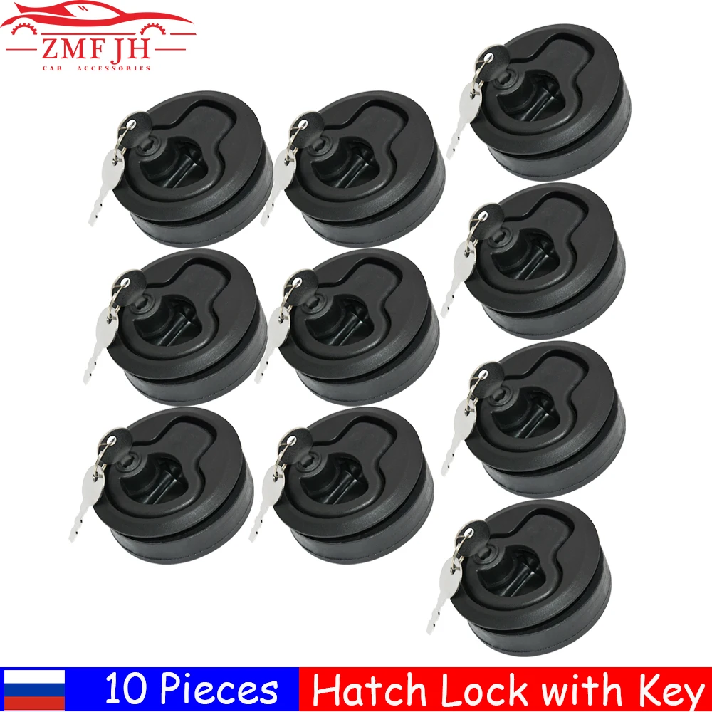 10pcs Black Round Flush Pull Slam Latch Marine Deck Hatchs Locker Door Replacement Hatch Latch Locking Plastic For Boat RV Yacht