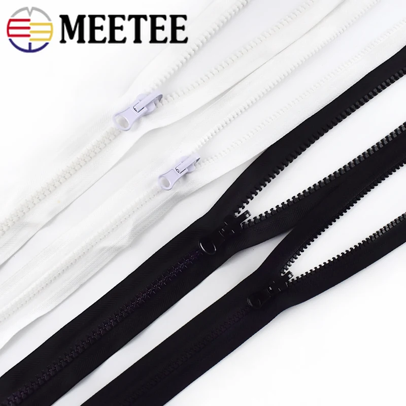 Meetee 5# 8# Resin Open-end Zipper Teeth Rotating Double Side Slider for Coat Down Jacket Outdoor Tent Crafts Sewing Accessory