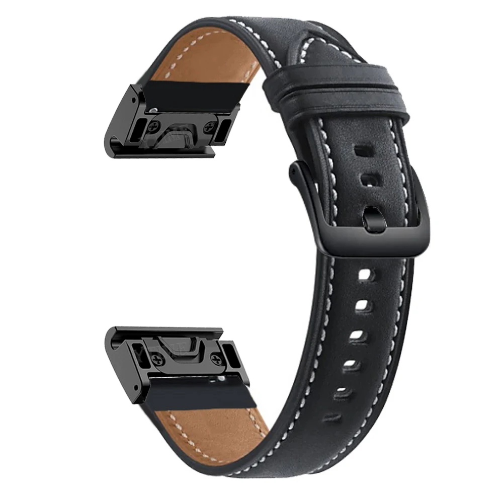 26 22Mm Lederen Horlogeband Wriststrap Voor Garmin Fenix 6X 6 Pro 5X 5 7X 7 3HR Gemakkelijk Fit quick Release Wirstband Fenix6