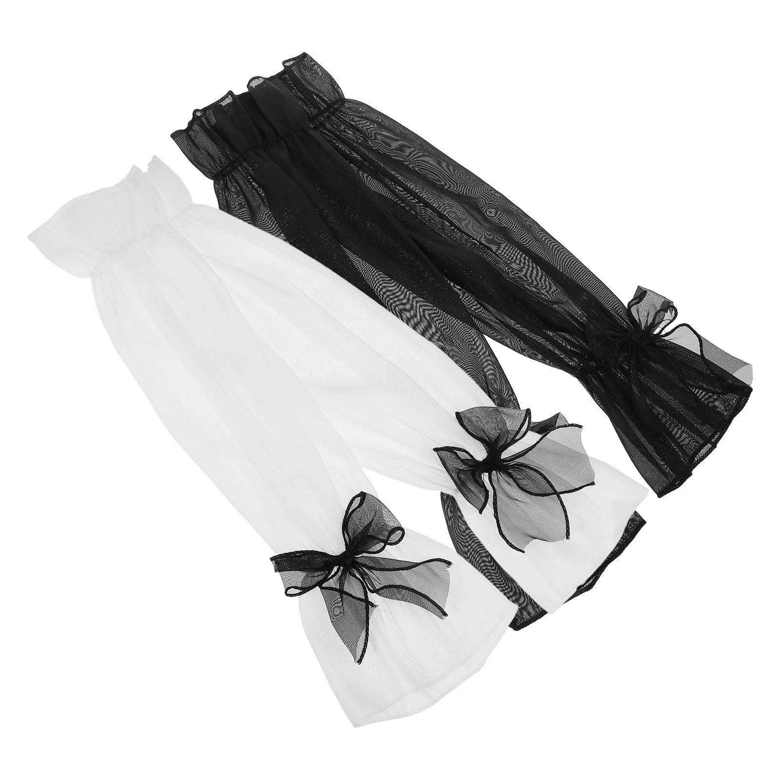

2Pair Mesh Arm Sleeves Breathability Cooling Sun Sleeves Women Bowknot Long Fingerless Arm Covers for Outdoor Activities