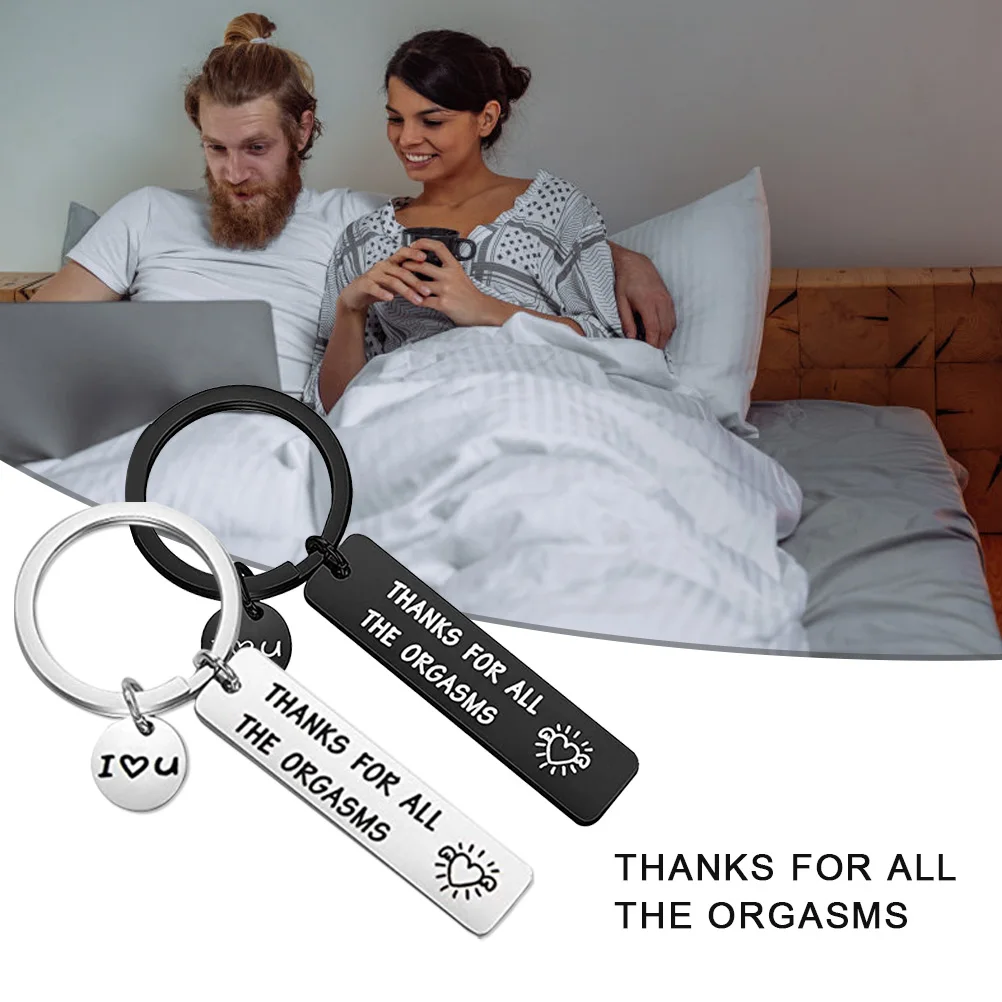 

Couples Valentine's Day Keychain - "Thanks for All The Orgasms" Funny Love Key Ring Gift for Husband Wife