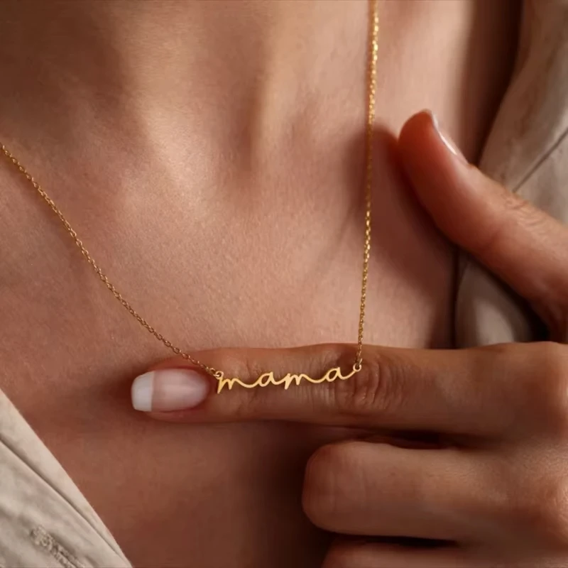 ماما قلادة القلائد للنساء الذهب اللون ربط سلسلة قلادة من الفولاذ المقاوم للصدأ 2025 الاتجاه الإناث المختنق مجوهرات هدية #1