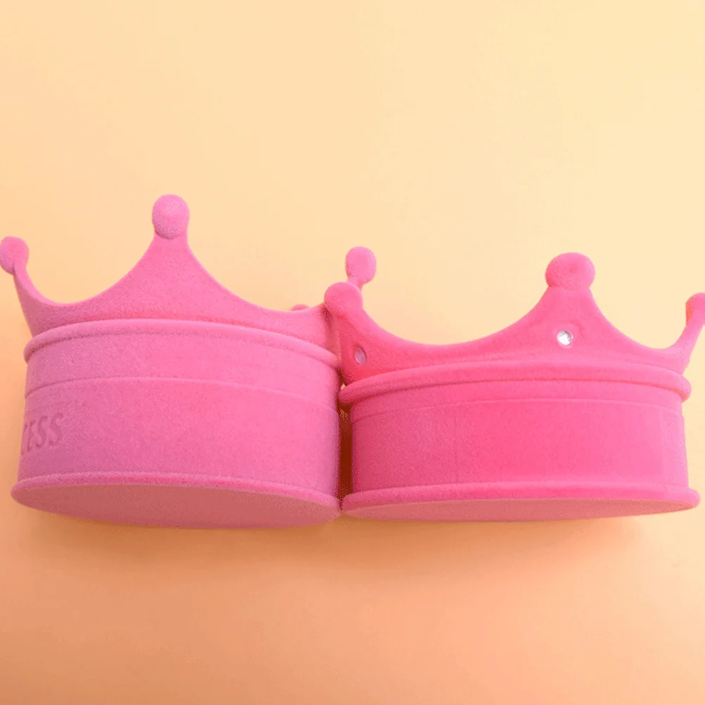 

2pcs Jewelry Box Crown Shaped Rosy Purple Earring Case Ear Storage Box For Wedding Valentine Gift Jewelry Organizer Case