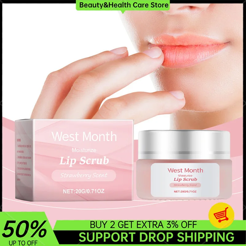 Strawberry Scent Lip Scrub 20g Exfoliator Dead Skin Removal Lightening Fade Lip Lines Anti-Crack Moisturizing Tender Lip Care