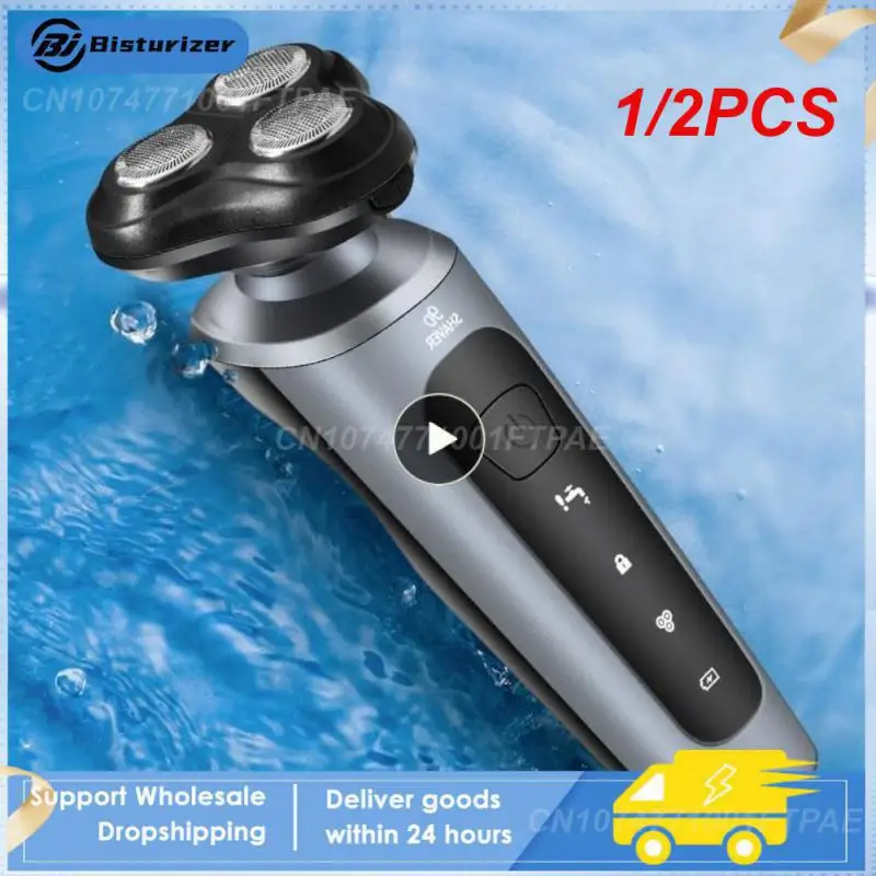 1/2PCS Electric Shavers for Men Waterproof Electric Trimmer Razor Wet & Use Rechargeable Battery Rotary Shavers Machine