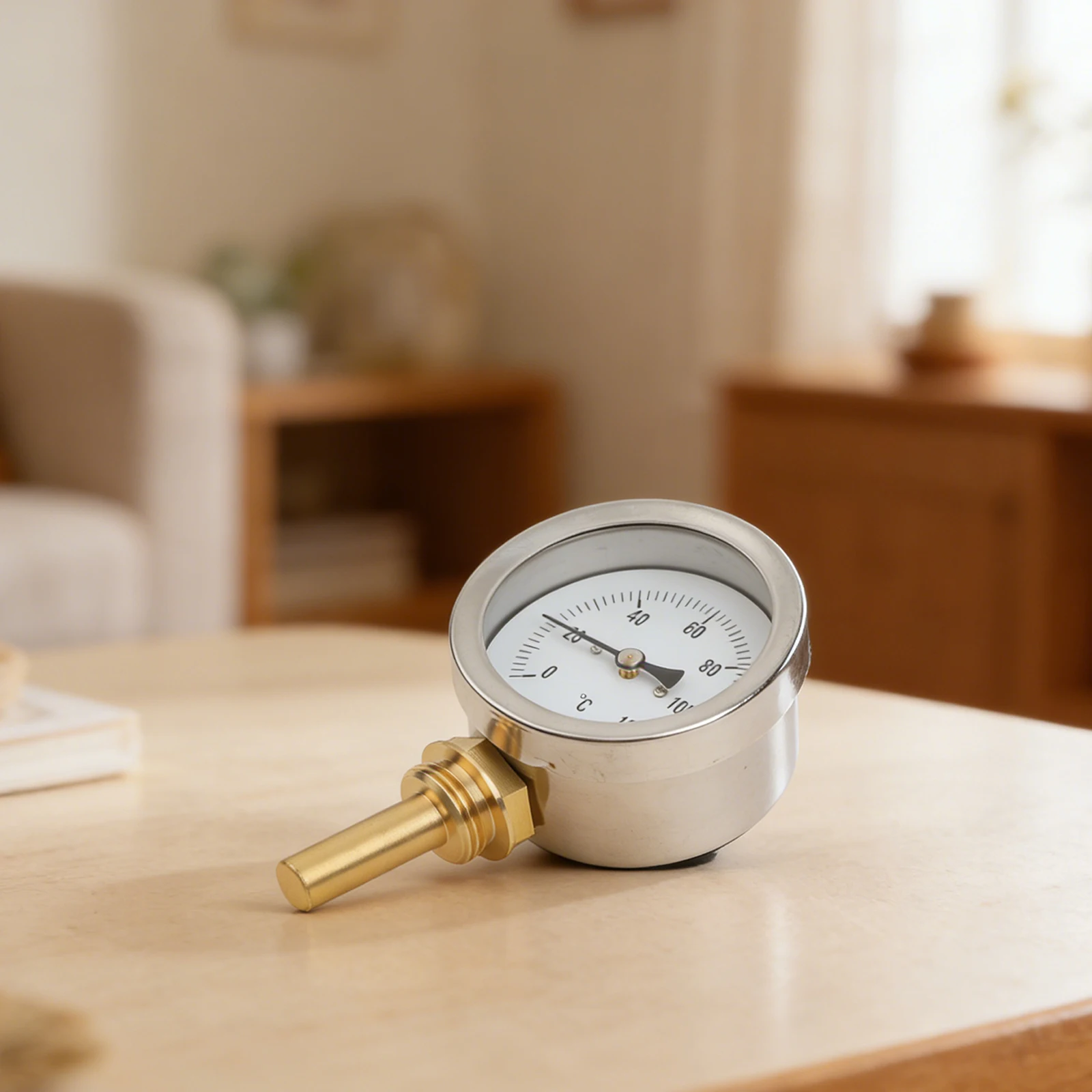 

63MM Bimetallic Thermometer with Stainless Steel Case and Copper Sleeve for Grills and Heating Systems 0 to 120 Celsius
