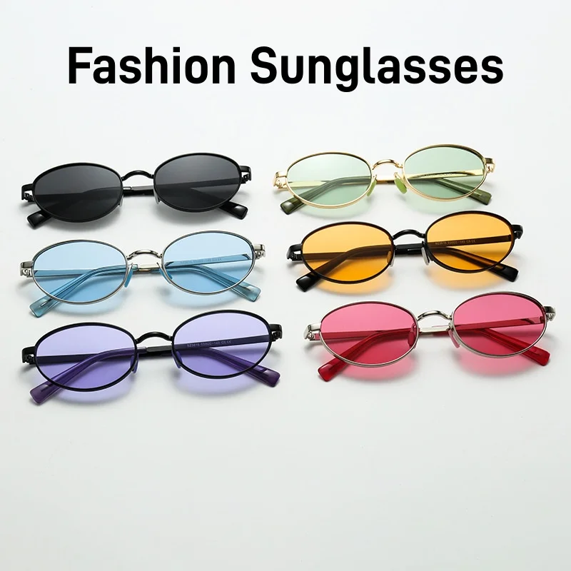 

Новые модные солнцезащитные очки унисекс UV400 для мужчин и женщин, овальные оправы, ретро-дизайн, популярные металлические очки от известного бренда