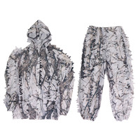 Sniper CS Bionic Camouflage Suit Men 3D Maple Leaf Ghillie Suits White Snow Hunting Suits Invisible Camo Full Set