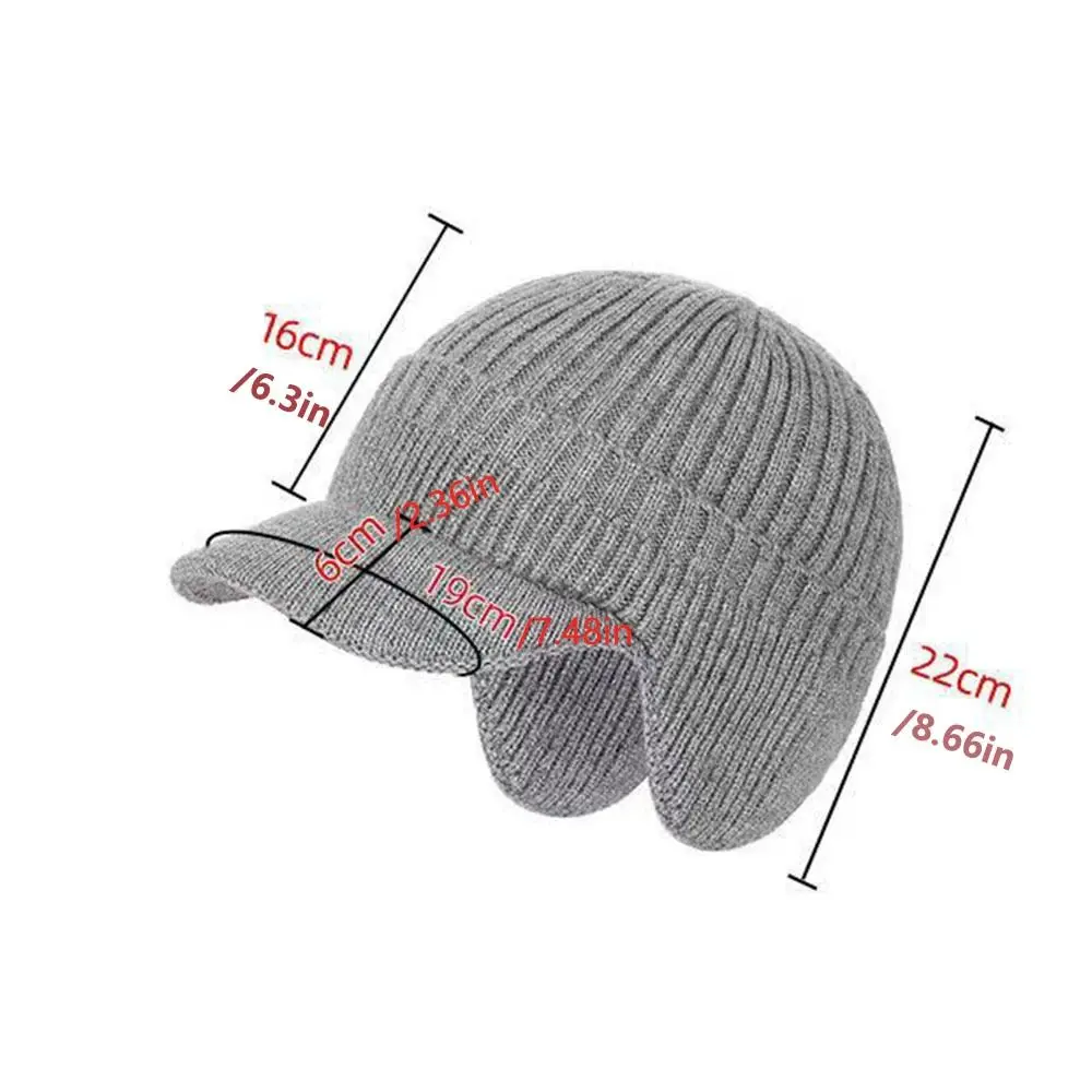 Topi Newsboy Tebal Pelindung Telinga Anti Angin Hangat Topi Baseball Rajut Anti Dingin Warna Solid Topi Berpuncak Rajut Musim Dingin