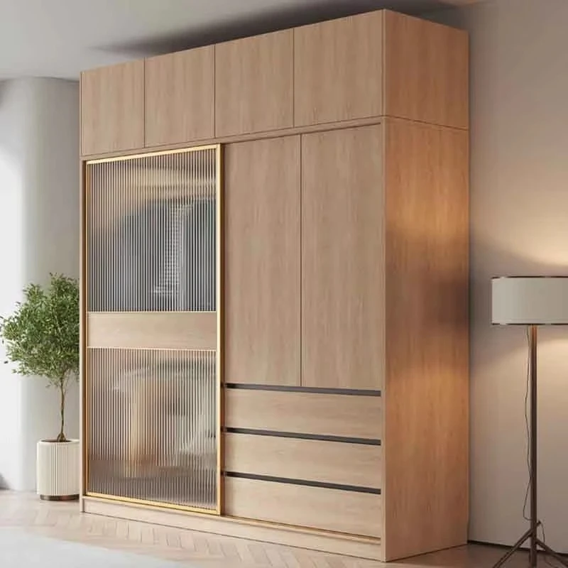 

Luxury Mdf Modern Wardrobes Wood Sliding Doors Space Saving Hotel Wardrobe Closet Bedroom Wooden Armario Resina Furniture Home