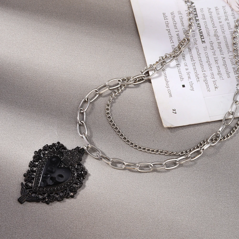 Aihua Y2K Vintage Herz Anhänger Halskette für Damen Herren Charm Halskette Grunge Punk Modeschmuck ﻿ Halsband Halskette Unisex – Detail 5