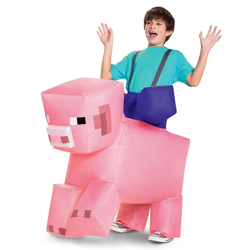 

Unisex Funny Girl Animal Blow Up Halloween Fancy Dress Up Boy Ride-On Inflatable Pink Pig Child Costume