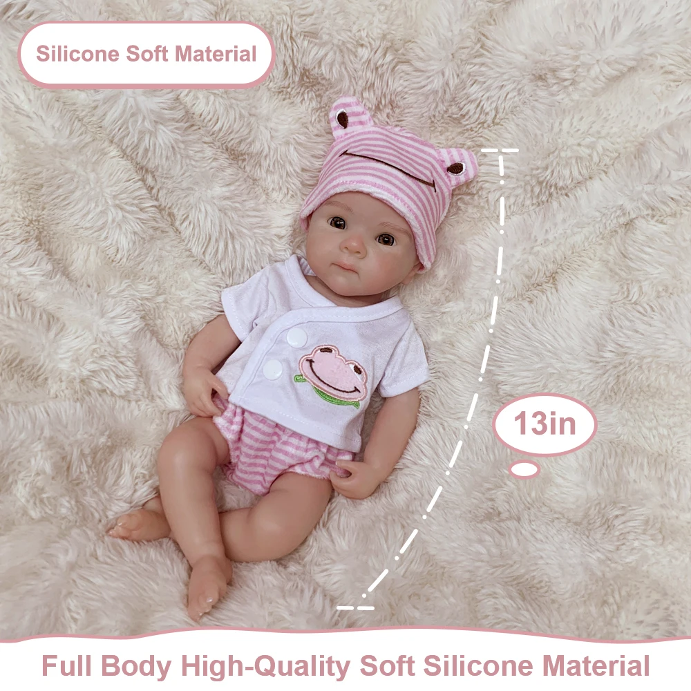 Aizwa1 13 pollici Bettie Silicone Neonato Ragazza Fatta a mano Soft Touch Bebe Reborn Può aprire la bocca per i regali di compleanno dei bambini
