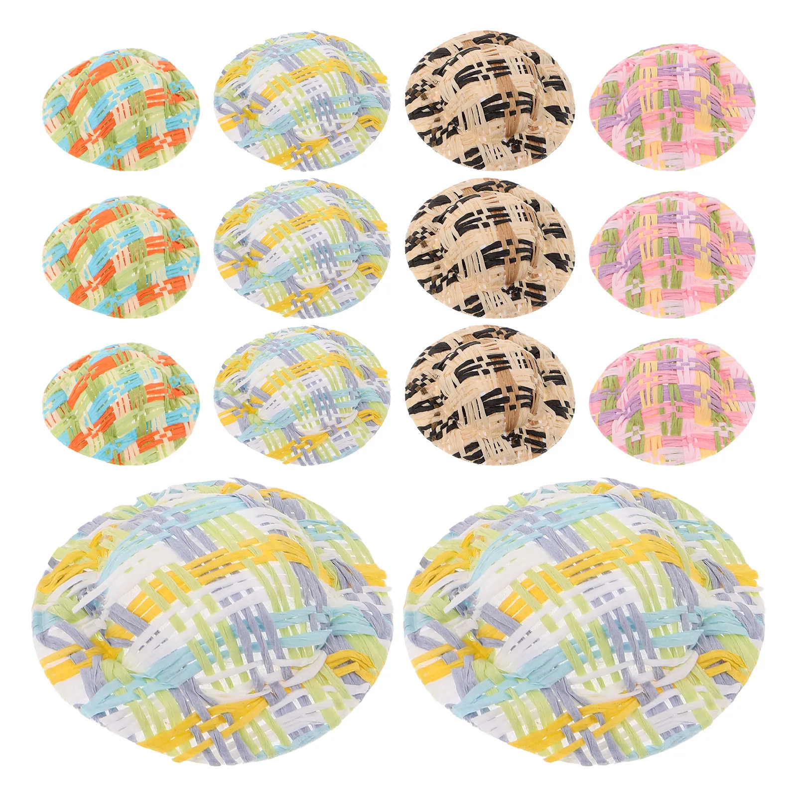 40 Mini Sombreros de Paja, Mini Sombreros Tejidos, Sombreritos para Manualidades, Accesorios para el Cabello, Adornos para Casas de Muñecas, Decoración Mexicana