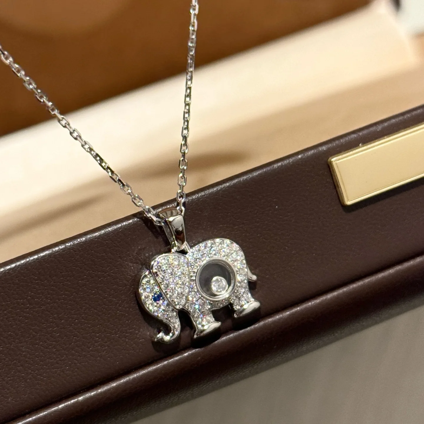 S925 Sterling Silver Platinum Animal Elephant Full Diamond Zircon Pendant Necklace Woman Top Quality Jewelry
