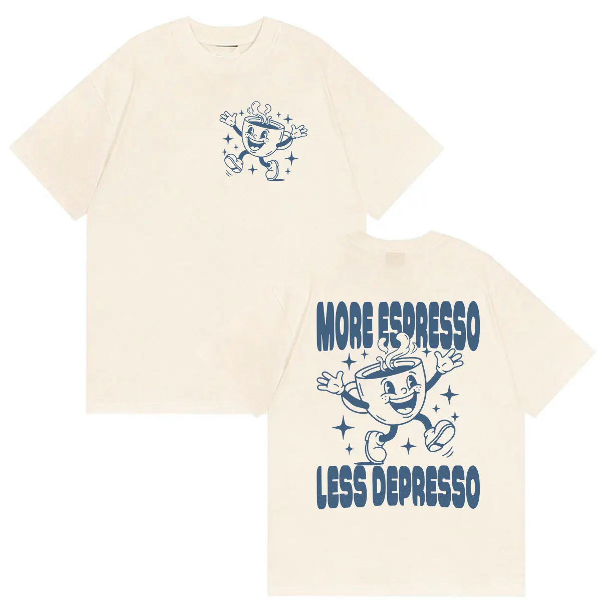 More Espresso Less Depresso Funny Meme T-shirt Men Women harajuku Clothing Fashion T-shirts Summer Cotton Short Sleeve T-shirts