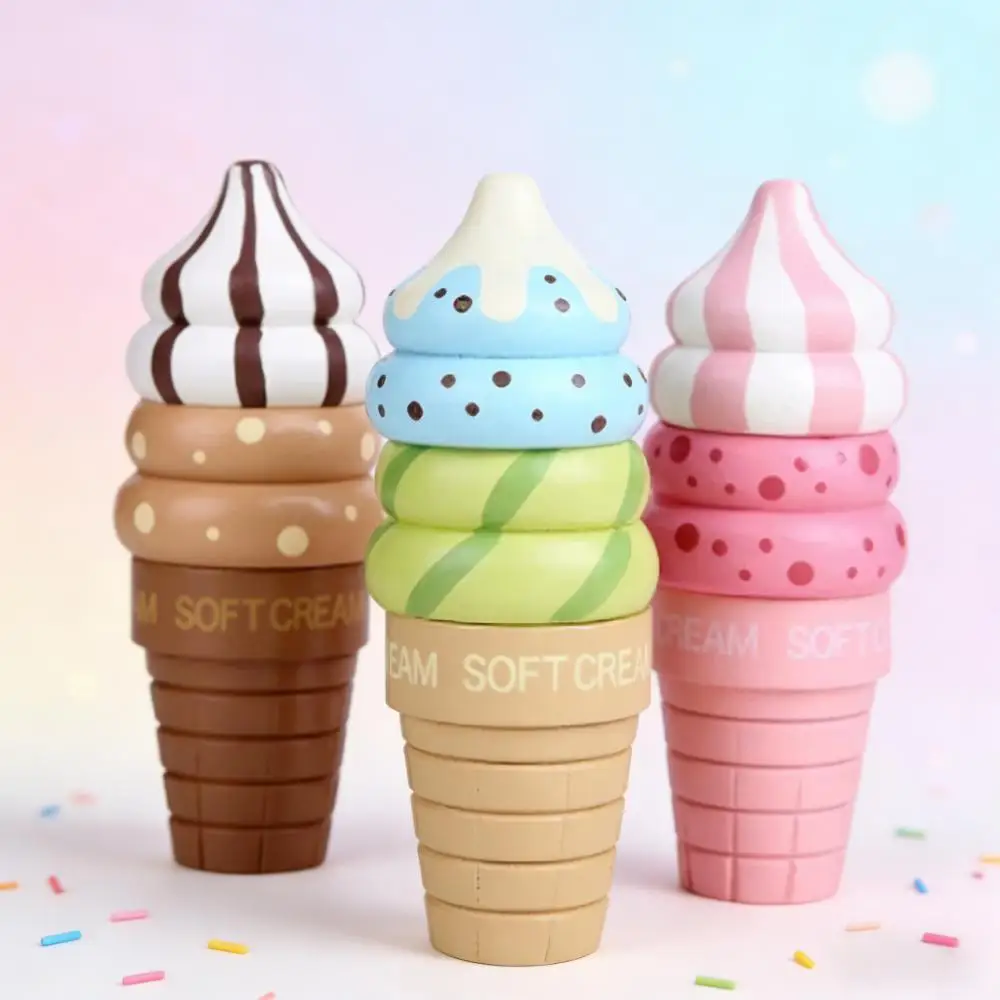 나무로 만든 주방 아이스크림 장난감 세트 자석 음식 모형 몬테소리 유아 교육 역할놀이 키트 어린이용 티타임