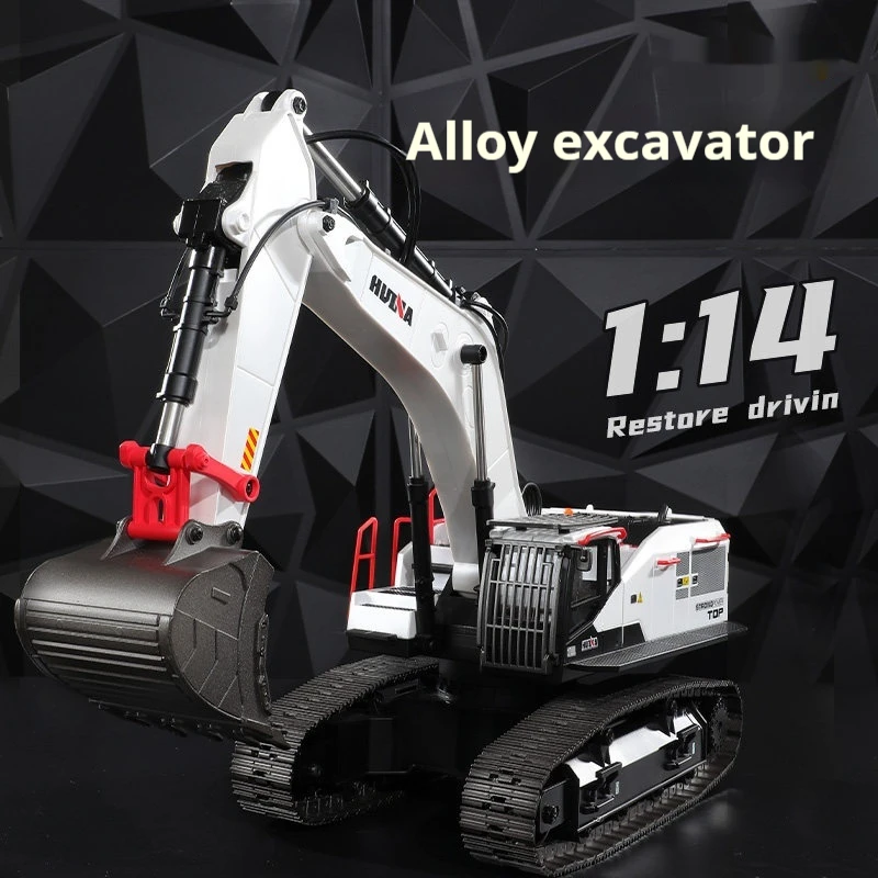 Huina 594 Rc Excavator Alloy Engineering Vehicle Large Scale Simulation Construction Car Model Remote Control Crawler  Digger