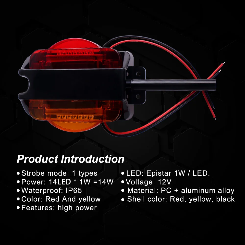 2PCS Amber/Red LED Fender Marker Lights LED Clearance Trailer Fender Lights Trailer Light Assembly