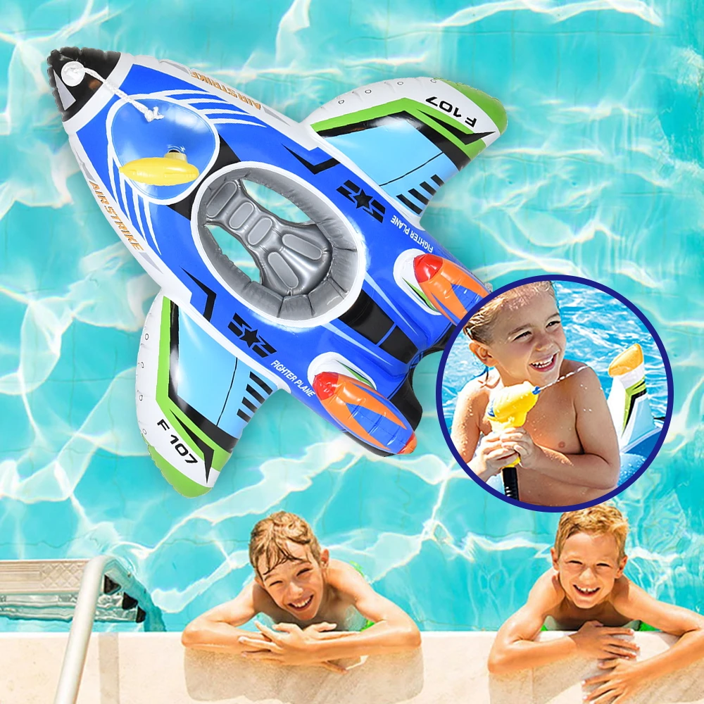 Inflatable Float Seat Baby Swimming Ring Kids Children Airplane Swimming Circle Automatic Pumping Water Gun Fun Beach Pool Toys