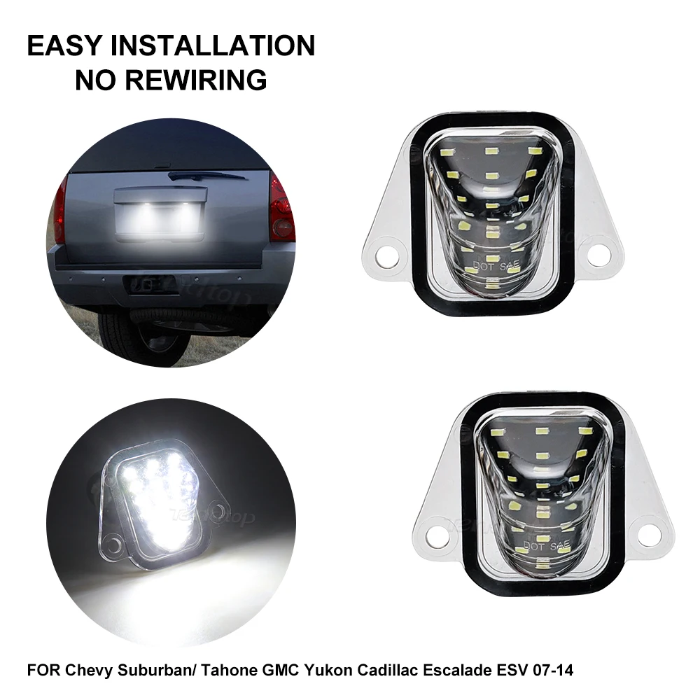 Full LED License Plate Light Car Number Lamp For Chevrolet Suburban 1500/2500 Tahoe GMC Yukon Cadillac Escalade 2007-2014