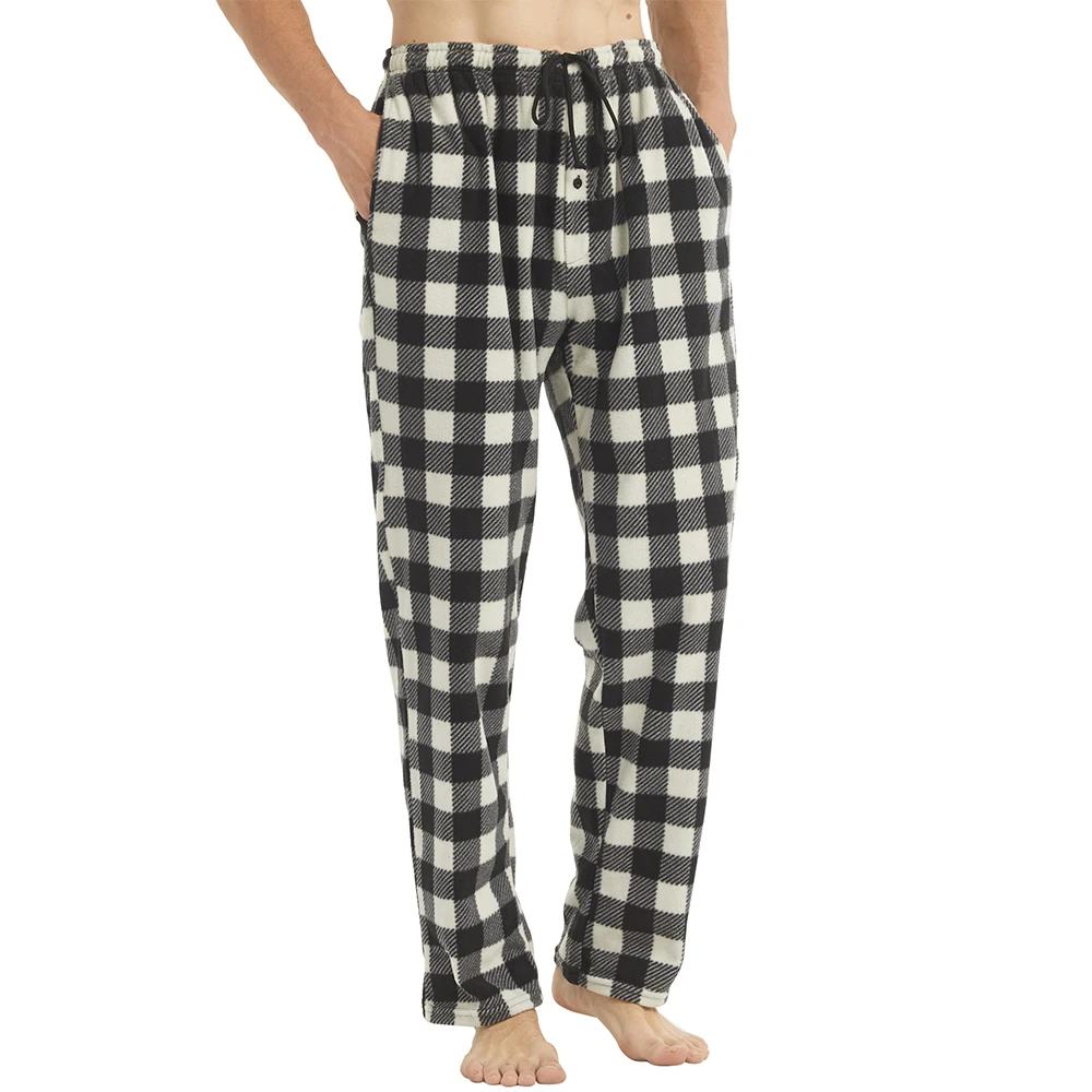 

Casual Long Pants For Mens Sleep Pants with Pockets Pjs Soft Warm Plaid Pajama Bottoms Lounge Sleep Pants Loungewear Sleepwear