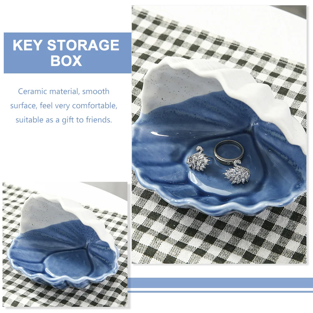 

Морская шкатулка для драгоценностей, держатель для безделушек в виде ракушек, керамический органайзер, подставка, декоративная витрина для сережек, настольный аксессуар