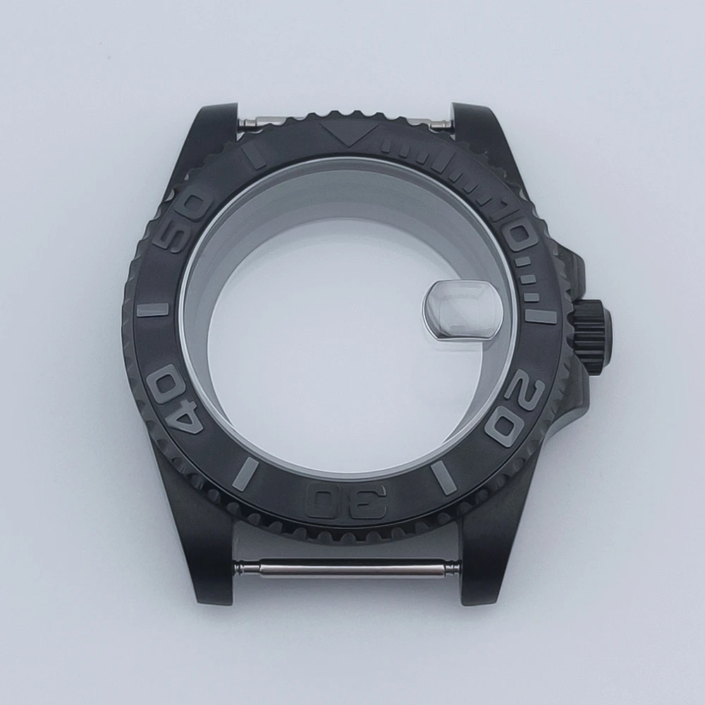 Neiton 40mm Black New Watch Case Ceramic Bezel Sapphire Glass Chapter Ring Fit NH35 NH36 Movement