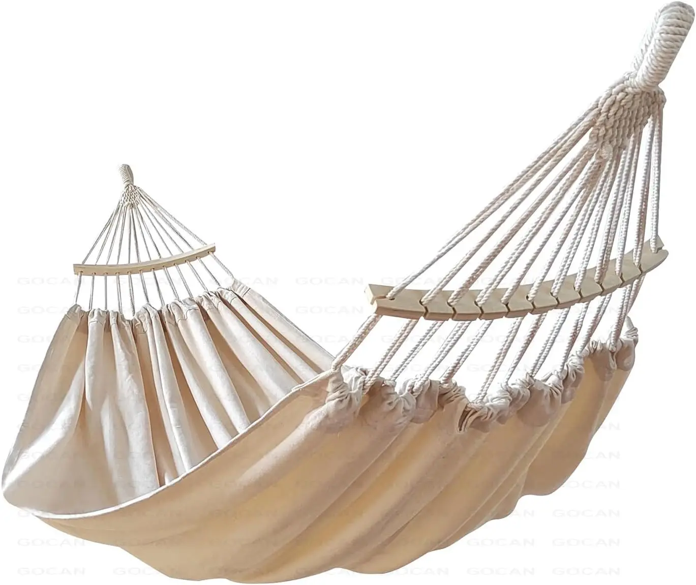 

2 Person Extra Large Canvas Cotton Hammock 220x150cm, 330cm Total Length, 500lb Capacity, Removable Spreader Bar for Patio