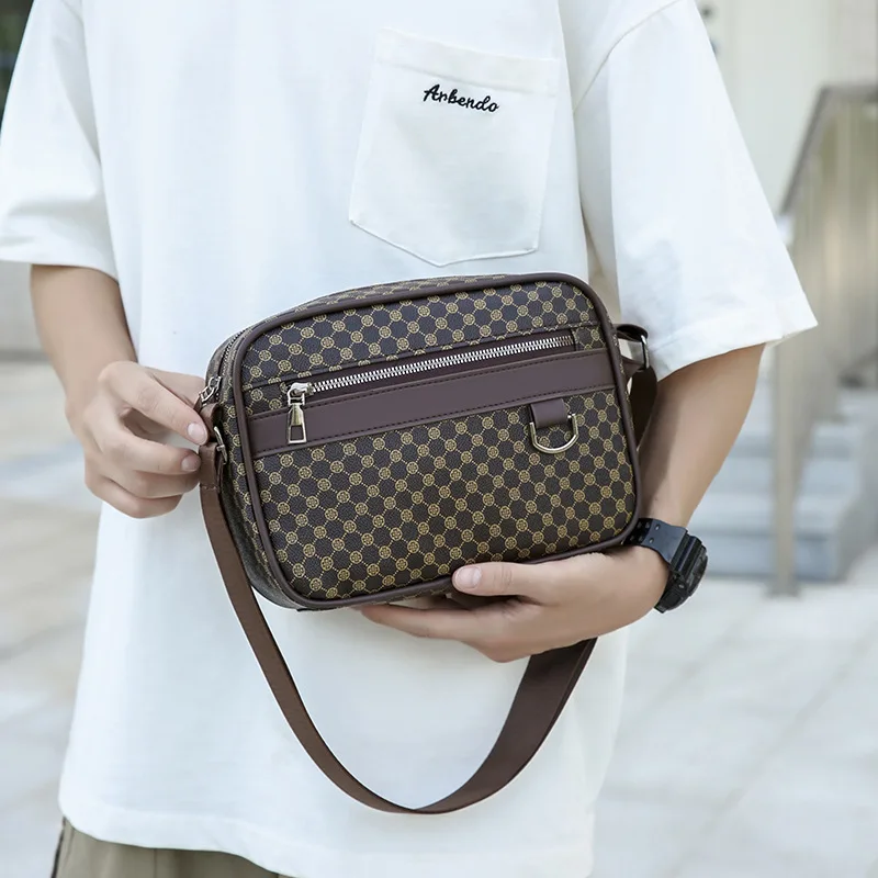 Diamond Plaid Crossbody Bag Men Luxury Brand Design Men's Crossbody Bag High Quality Square Shoulder Bag Fashion Sling Handbags