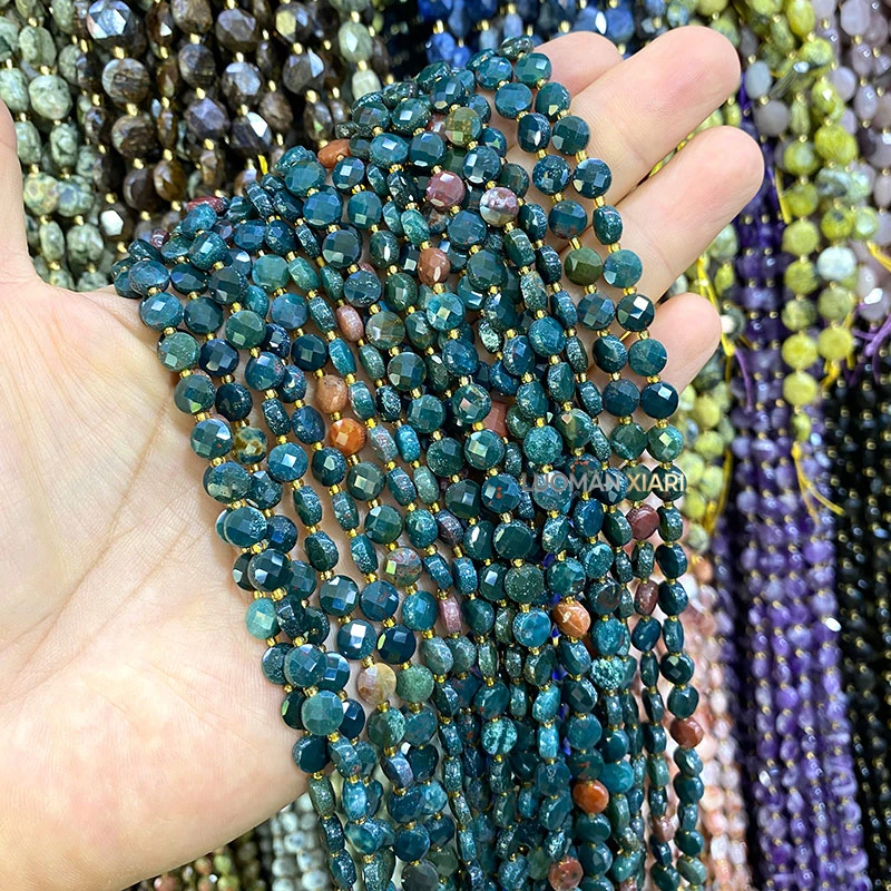 Großhandel Rondelle Facettierte Chrysanthemen-Jade 6mm Naturstein-Abstandsperlen für Schmuckherstellung DIY Armbänder Anhänger Zubehör – Detail 7