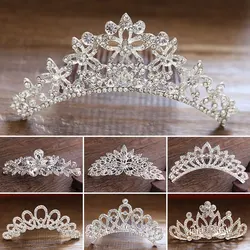 Children Mini Crowns Hair Comb Crystal Bridal Tiaras Princess Crown For Women Girls Rhinestone Pearl Wedding Bridal Tiara Gift