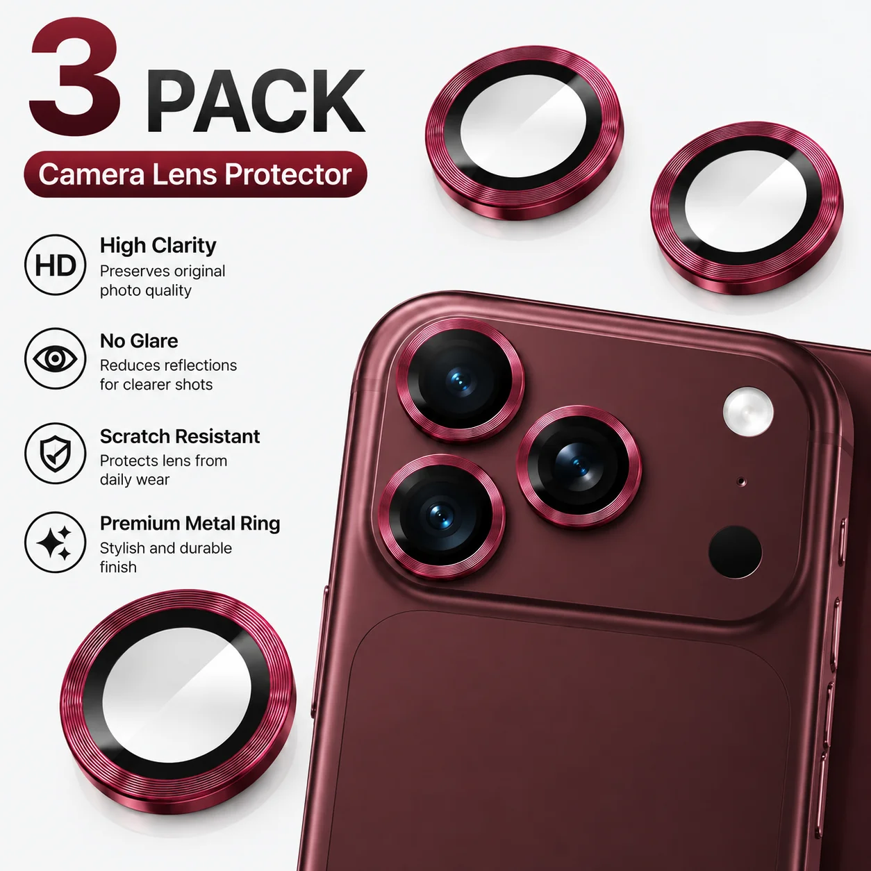 3Pcs/2Pcs/1Pc Original Official CD Pattern Camera Lens Protector For iPhone 18 Pro Max 18 Pro 17 Pro Max Duo Glass Ring Covers