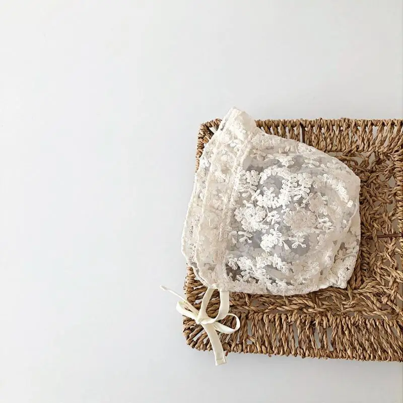 X5XE Baby Lace Flower for Sun Hat Newborn Photography Prop Princess White Hat Shower