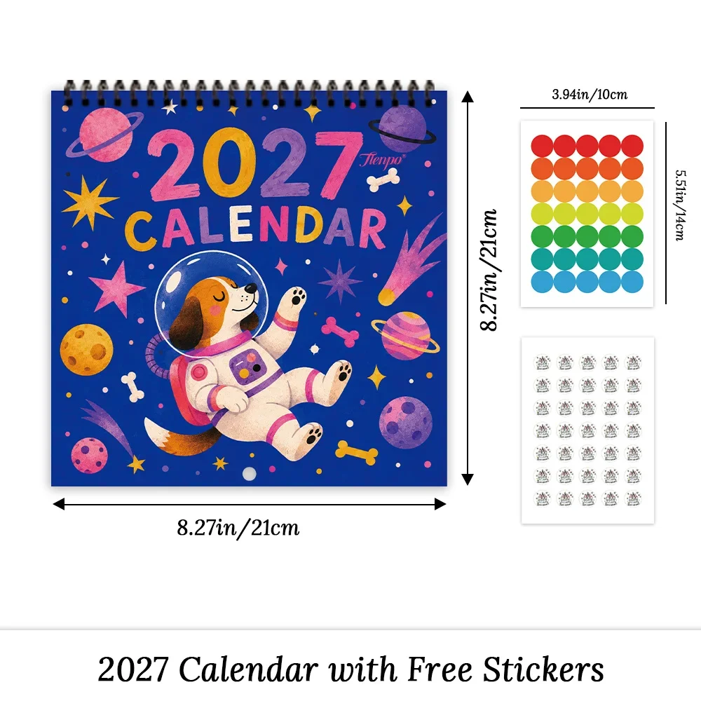 1pc 2027 Dopamine Cute Dog Wall Calendar,12-Month Monthly Planner,Perfect Gift for Back-to-School Season,Christmas, and New Year