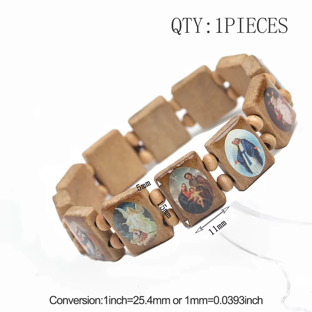 Wooden Rosary Bracelet Colorful Virgin Mary Bracelet Catholic Jewelry Bracelet Beautiful For Parties Anniversaries Male Female
