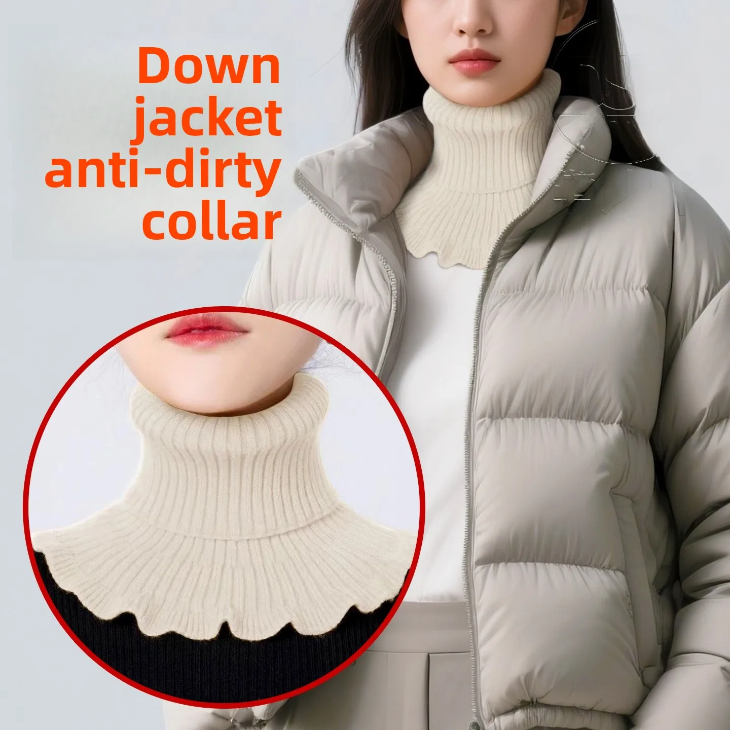 

Elastic Ne Warmer Knitted Scarf Cover High Collar Women's down Jaet Collar Protector Warm Cozy Knitwear Accory